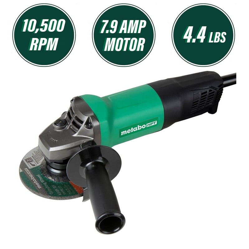 Metabo HPT 4-1/2-Inch Angle Grinder | Non-locking Paddle Switch | 7.9 Amp | Smallest Grip Circumference in its Class | 900W Input Motor | Lightweight | Dual-position Handle (G12SQ2) - Image 2